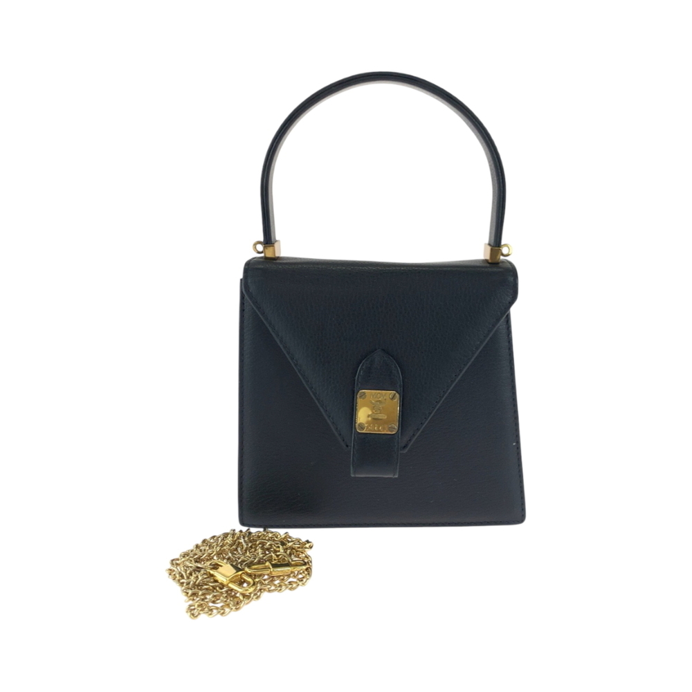 MCM Vintage Black Leather Mini Handbag/Shoulder Bag (A0172) - 2-way design fo...